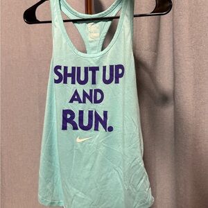 Nike Women's Teal Tank Top with Bold Print